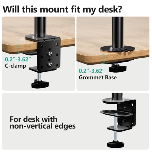 WALI Quad Monitor Desk Mount, 4 Monitor Stand Fits Heavy Duty Computer Screen up to 27 inch, Full Adjustable Arm Holds up to 22 lbs per Arm (M004), Black - size: 13"-27", style: Quad
