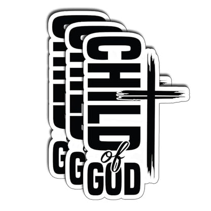 (3Pcs) Child of God Stickers Christian Inspirational Bible Verse Quote Religious Scripture Prayer Gifts Waterproof Vinyl Decal for Kindle Water Bottle Bumper Car Hard Hat Phone Laptop Size 3"x1.8" - color: Child of God