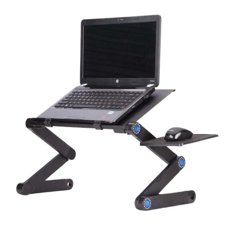 Adjustable Lap Desk Laptop Computer Portable Multifunctional Ergonomic Vented Table Stand Tray Mount Holder(420 * 260mm with Mouse Pad, Black) - color: Black, size: 420*260mm with Mouse Pad