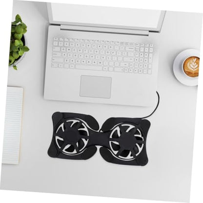Hemobllo Portable Foldable Laptop Cooling Pad USB Fans Compact Notebook Cooler for Efficient Heat Dissipation Energy Saving Design - Black