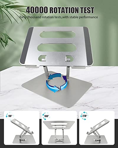 Vortex D086-Grey Laptop Stand Ultimate Cutting-Edge Durable Convenient Secure Cooling Aluminum 360-degree Effortlessly Rotating Innovative Design Comfort and Flexible (Grey)