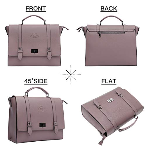 Women's 17 Inch Laptop Briefcase, Vintage Purple Saffiano Eco-leather, Multi-Compartment, 3 lb Weight Capacity - size: 17.3-inch