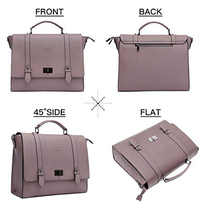 Women's 17 Inch Laptop Briefcase, Vintage Purple Saffiano Eco-leather, Multi-Compartment, 3 lb Weight Capacity - size: 17.3-inch