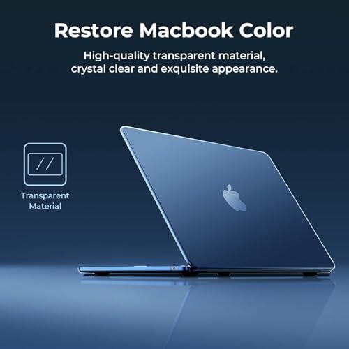 EooCoo Case Compatible with MacBook Air 13 inch M5 2026-2022 M4 M3 M2 A3449 A3240 A3113 A2681, Crystal Hard Shell Scratch Resistant Protective Cover for Mac Air 13.6 inch, Midnight - color: Crystal Midnight, size: Air 13.6-inch
