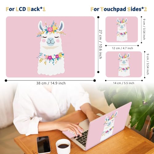 Universal Laptop Skin for 13-16 Inch Laptops,Vinyl Protective Sticker Decal,Easy DIY Trim-to-Fit for HP/Dell/MacBook,Bubble-Free & Removable,Pink Cute Alpaca - color: Pink Cute Alpaca