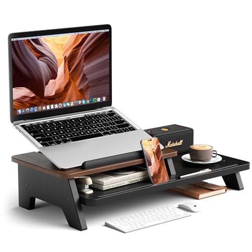 AFOOYO Adjustable Laptop Stand 2-Tier Riser Holder,Ventilated Cooling Ergonomic Computer Desk Organizer Accessories for 10-15.6" Notebook,Desktop Storage Compatible with MacBook,Dell,HP,Lenovo - size: Long
