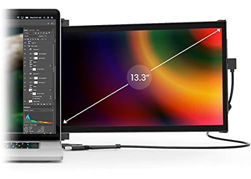 Mobile Pixels Duex Plus Portable Monitor, 13.3'' Full HD IPS , USB A/Type-C Powered Dual-Screen Monitor, Anti Glare Brightness Adjustable Screen - color: Duex Plus - 13.3 inch