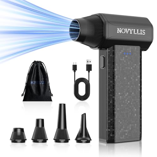 Cordless Electric Compressed Air Duster 150000RPM(Black) | 3 Gear Adjustable Mini handheld Blower Fast Charging for Computer Keyboard Outdoor House and Car Cleaning