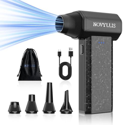 Cordless Electric Compressed Air Duster 150000RPM(Black) | 3 Gear Adjustable Mini handheld Blower Fast Charging for Computer Keyboard Outdoor House and Car Cleaning