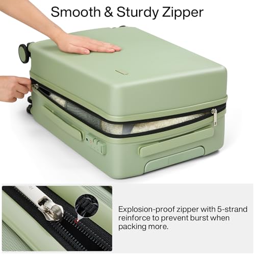 Hanke 28 Inch Large Checked Luggage, Hard Shell with TSA Lock & Wet Pocket | PC Hard Shell, Large Check in Size, Separate Wet Pocket, 8 Spinner Wheels, for long Trip, European travel - color: Bamboo Green, size: 28 Inch