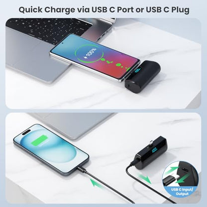 [2-Pack]Mini Portable Charger for iPhone 17/16,Upgraded 5500mAh PD Fast Charging USB C Power Bank,Travel Essentials Battery Pack for iPhone 17/17 Pro Max /Air/16/15 Series Galaxy Android-Black+Purple - color: Black+Purple