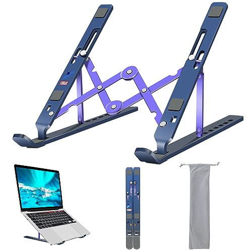 Laptop Stand, Computer Tablet Stand, Adjustable Aluminum Foldable Portable Laptop Holder Riser, Compatible with MacBook Air Pro, Lenovo, HP, Dell, More 10-15.6” Laptops and Tablets (Blue) - color: D102 Blue