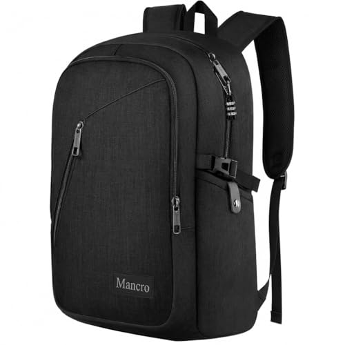 Mancro Laptop Backpack for Travel 17.3 Inch Anti-Theft Business Backpack | Large Travel Computer Bag Daypack Work Backpack with Lock and Laptop Compartment Fits 17.3 Inch Laptop for Men Women, Black - color: Black, size: 17.3 inch