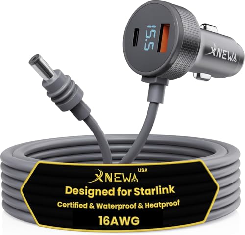 Starlink Mini Car Adapter, 5M/16FT, 3in1 Starlink Mini Power Cable | Waterproof for Cars, Trucks, RVs & Boats, 12V-48V, Aviation Aluminum Shell, Ai Chip for Stable Power - size: 5M/16FT