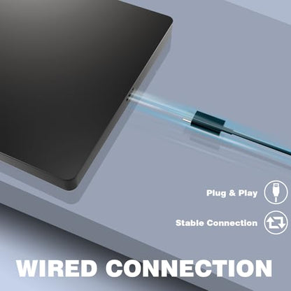 Ultra-Slim Aluminum Wired Touchpad, Large Touch pad with Glide Surface for Windows 10/11, Portable Trackpad with USB-C Nylon Cable for Laptop/Desktop