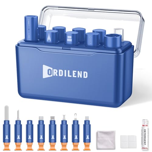iPhone Cleaning Kit for Charging Port Cleaner AirPod Phone, Dark Blue | Multi-Tool, iPhone Cleaner, Repair Lightning Cable USB C Speaker Charger iPad Connector, Compact Portable, with Storage Case - color: Dark Blue