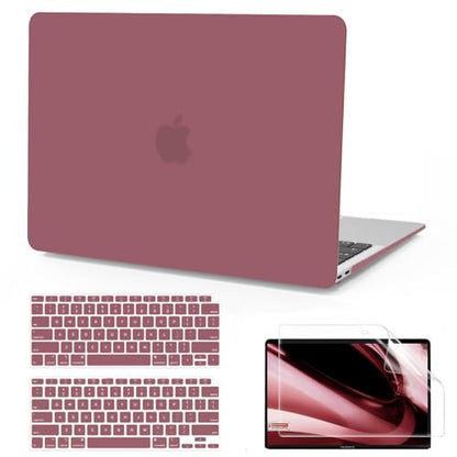 B BELK Compatible with MacBook Air 13 inch Case 2022 2021 2020 2019 2018 A2337 M1 A2179 A1932, Matte Plastic Hard Shell+ Keyboard Cover+Screen Protector for MacBook Air 13.3 inch Case, Tea Petal Pink - color: Tea Petal Pink