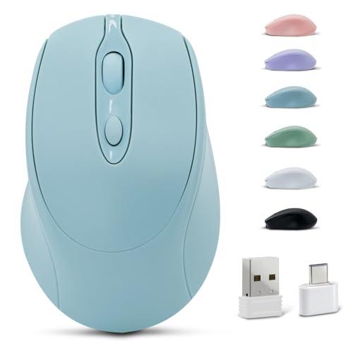 Bluetooth Mouse,Rechargeable Wireless for Laptop/iPad/MacBook Pro/Air, Silent Portable Slim for Surface Pro/PC/Lenovo/Samsung Tablet (Blue) - color: Blue
