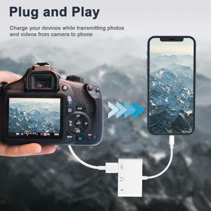 USB C to 3.5mm Audio Headphone Adapter with Charger Port,OTG Adapter | 3 in 1 USB C to USB Adapter for iPhone 17/16/15 Samsung Galaxy S22 Ultra S21 S20 i-Pad Pro Air Pixel 4 Laptops