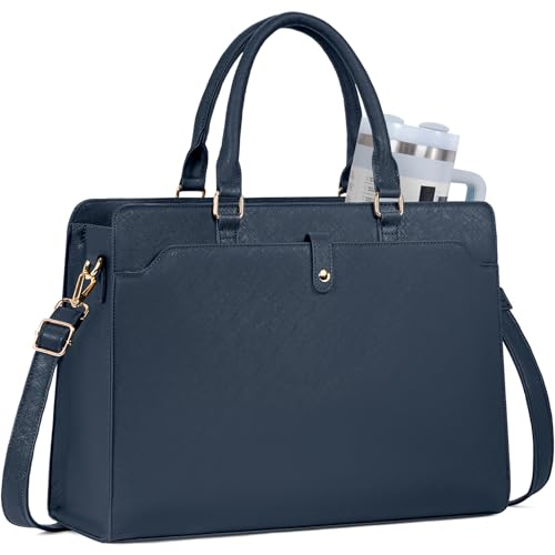 Laptop Tote Bag for Women 15.6 Inch Waterproof Leather Computer Bags Large Capacity Business Office Work Briefcase - color: Blue-15.6 Inch, size: 15.6 Inch