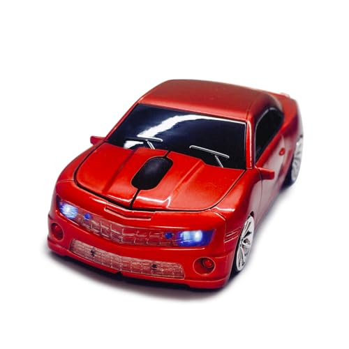 Car Mouse for Compuer, Funny Sport Car Shaped Design, 2.4Ghz Car Wireless Mouse with USB Reciver for Laptop, PC (Red) - color: Red