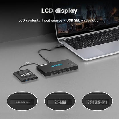4K@60Hz HDMI 2.0 KVM Switch 4x1 for 4PC Share 2 Displays and 4 USB 3.0 Ports SPDIF L/R Audio,Copy/Extended Mod compatibile with Windows, Unix and Mac OS X