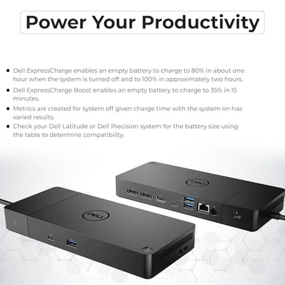 Dell WD19TBS Thunderbolt Dock Bundle - 4K Display, 1 Year Warranty, Dell Docking Station Dual Monitor with 180W Adapter, Anyhdd HDMI, DisplayPort, Thunderbolt Cable - Laptop & Computer Docking Station - style: WD19TBS Renewed