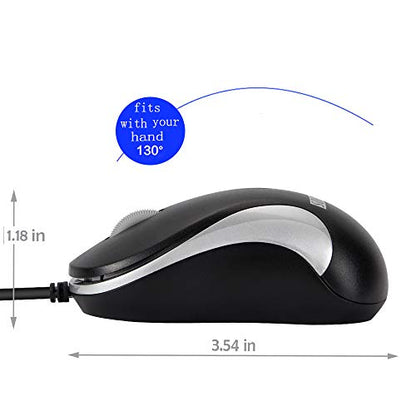 USB Mouse 2 Pack Computer Mouse Ergonomic Optical Wired Mice for Office and Home,Compatible with Computer Laptop PC Desktop Silver by SOONGO - color: Silverdouble