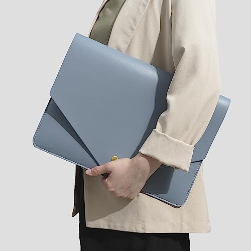 PU Leather Laptop Sleeve - Compatible with 15.3 inch MacBook Air, Surface Book, Laptop Studio - Blue - color: Blue, size: 14-15 Inch
