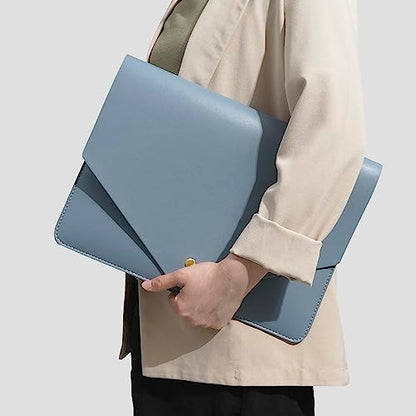PU Leather Laptop Sleeve - Compatible with 15.3 inch MacBook Air, Surface Book, Laptop Studio - Blue - color: Blue, size: 14-15 Inch
