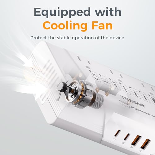 TESSAN 600W Pure Sine Wave 220V to 110V Voltage Converter US to Europe | Universal Travel Adapter, 4 USB Ports, PD 35W QC 30W, EU/UK/AU/IT/India Plug Power Converters, Step Down Transformer
