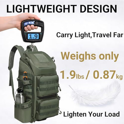 kokkoya 40L Tactical Backpack with Laptop Compartment Molle Slim Bag Men - color: Army Green