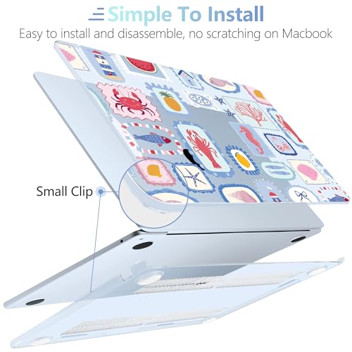 MEEgoodo Case for M5/M4/M3/M2 MacBook Air 13 inch Case 2026 2025 2024 2022, Fit Model A3449/A3240/A3113/A2681, Laptop Hard Shell Compatible with MacBook Air 13.6-inch, Marine Stamps Pattern - color: Marine Stamps Pattern