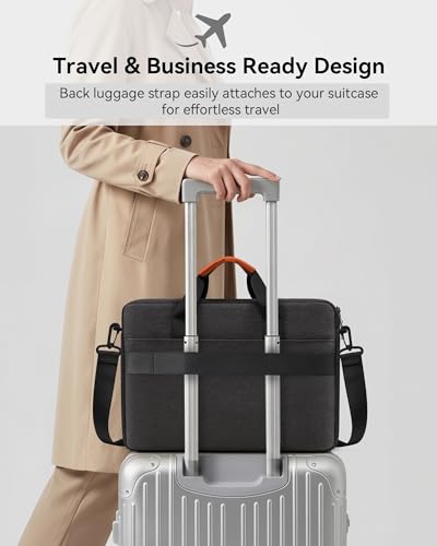 bagasin 17 17.3 18 inch Laptop Bag Carrying Case with Edge Protection | Water-Repellent Fabric Computer PC Shoulder Briefcase, Lightweight Toploader, Business Casual or School - color: Black, size: 17.3