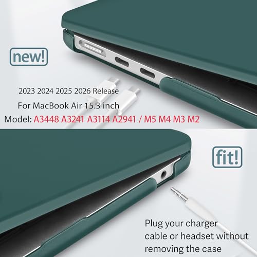 May Chen for 2026 MacBook Air 15 inch Case 2025 2024 2023 A3448 M5 A3241 M4 A3114 M3 A2941 M2 with Liquid Retina Display & Touch ID, Plastic Hard Shell with Keyboard Cover - Matte Dark Cyan - color: Matte Dark Cyan