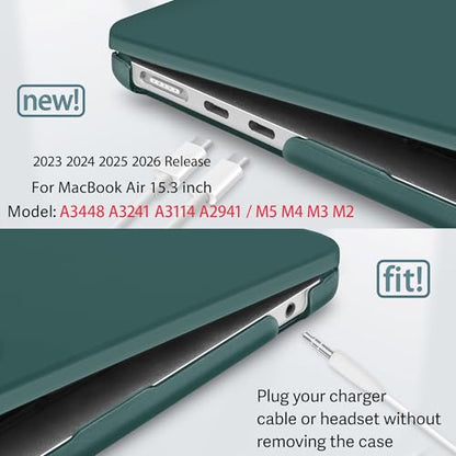 May Chen for 2026 MacBook Air 15 inch Case 2025 2024 2023 A3448 M5 A3241 M4 A3114 M3 A2941 M2 with Liquid Retina Display & Touch ID, Plastic Hard Shell with Keyboard Cover - Matte Dark Cyan - color: Matte Dark Cyan