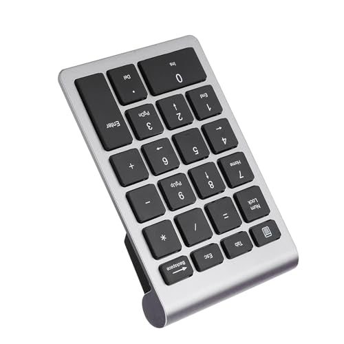 Keenso Number Pad, Wireless Numeric Keypad with Ergonomic Design, 22 Keys Portable Keyboard for Laptop Users, Compatible with and (Iron Gray) - color: Iron Gray