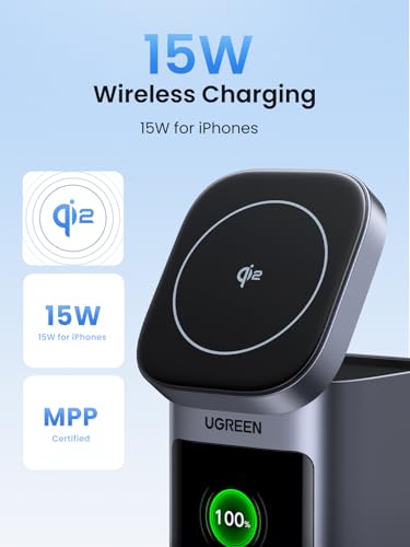 UGREEN Nexode 20000mAh 145W Qi2 Wireless 2C1A Power Bank for MacBook | Qi2 15W wireless, 2C1A ports, TFT display, 72Wh. MagSafe compatible. Charges iPhone 17/16, MacBook