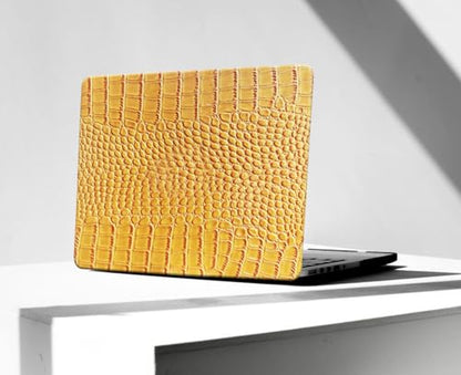 Crocodile Case for MacBook Air 13 inch 2026 M5, 2022-2025 M4/M3/M2 | Model A3449 A3240 A3113 A2681, Texture Crocodile Aligator Skin Snakeskin PU Leather Hardshell Case & Keyboard Cover, Yellow - color: # Shiny Yellow Crocodile