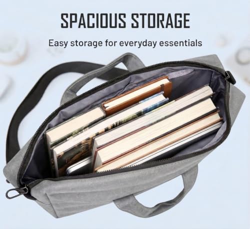 EMOO 14 Inch Laptop Briefcase, Polyester Laptop Bag with Front Pocket, Double Zipper Computer Bag for Daily Office Use