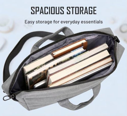 EMOO 14 Inch Laptop Briefcase, Polyester Laptop Bag with Front Pocket, Double Zipper Computer Bag for Daily Office Use