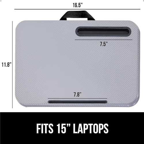 Gorilla Grip Cushion Lap Desk and Gel Memory Foam Wrist Rest, Lap Desk Fits 15 Inch Laptop, Comfortable Foam, Wrist Rest Includes Mousepad Rest, Both in Gray, 2 Item Bundle