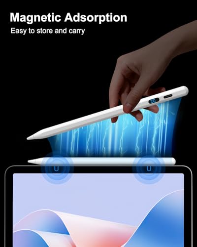DIGIROOT Stylus Pen for iPhone, High Senstivity Universal Stylus Pen | Fast Charging, Magnetic, Stylus Pen for Touchscreen with LED Power Display, for iPhone Andriod/Tablet/Switch/Samsung Galaxy - color: White
