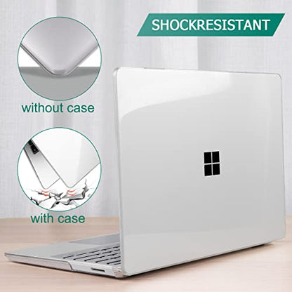 May Chen Compatible with Microsoft Surface Laptop Go 3 Go 2 Go 1 12.4 Inch Model 1943 2013 (2023 2022 2020 Release), Plastic Hard Shell Case with Screen Protector + Keyboard Cover, Crystal Clear - color: Crystal Clear