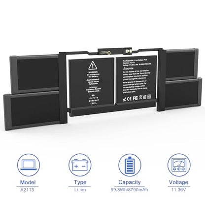 JOTACT A2113 A2141 99.8Wh Laptop Battery Compatible with MacBook Pro 16-inch A2141 Release 2019 2020 Year EMC 3347 MVVL2 MVVL2LL/A MVVK2 MVVK2LL/A MVVM2 MVVM2LL/A MVVJ2 MVVJ2LL/A 11.36V 8790mAh - size: 12.61*3.95*0.21 inch A2113