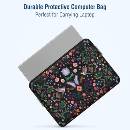 MOSISO Laptop Case 16 inch, 15-15.6 inch Laptop Sleeve Bag Compatible with MacBook Pro 16 M5 M4 M3 M2 M1, HP Acer Dell Lenovo ASUS, Neoprene Hummingbird Plants Flowers Bag with Small Case, Black - color: Black, size: 16 inch
