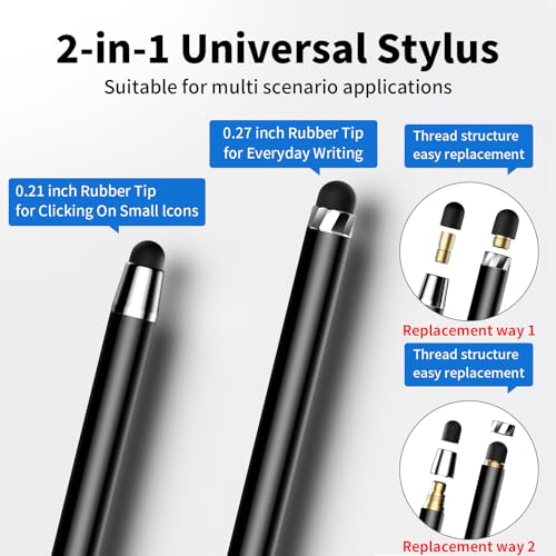 Stylus Pen for Touchscreen(5 pcs),2-in-1 Stylus | High Sensitivity Precision Suitable for Touch Screens of iPhone/ipad/Android Tablet(Black) - color: 5PCS Black