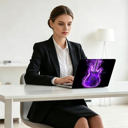 Universal Laptop Skin Decal, 3-Piece Vinyl Protector for 12 13 14 15.6" Notebook, Waterproof Anti-Scratch, Easy Trim & Bubble-Free Finish, Purple Flame Guitar - color: Purple Flame Guitar