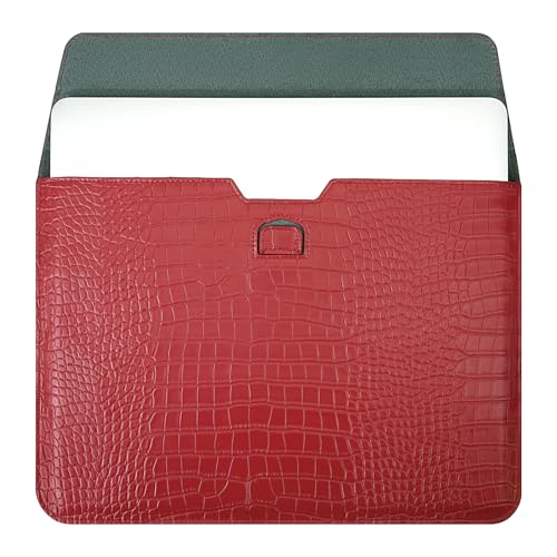 MOSISO Laptop Case 13 inch, 13 inch Laptop Sleeve Compatible with MacBook Neo 13 A18 Pro A3404 Air M4 M3 M2 M1 2026-2018 / Pro M2 M1 2026-2016, Crocodile Grain PU Leather Flap Case Bag, Red - color: Red, size: 13 inch