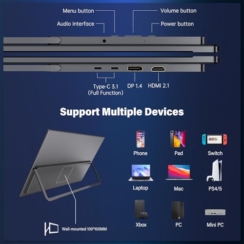InnoView 27 Inch Monitor Dual Mode 4K UHD 120Hz/FHD 288Hz Portable Monitor for Laptop, USB-C, HDMI Computer Display HDR IPS Gaming Monitor, Kickstand, Speakers, for PC, MAC, Phone, PS4, Xbox, Switch